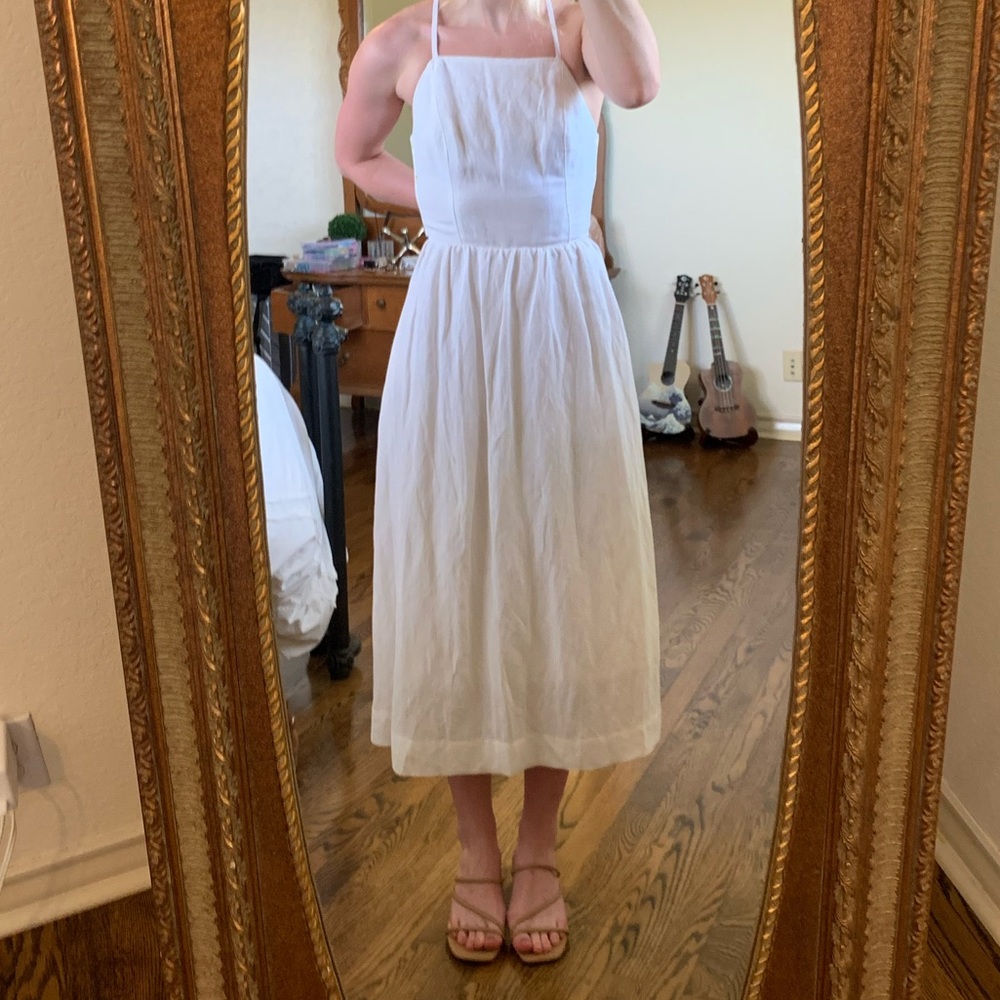 Abercrombie & Fitch White Midi Dress